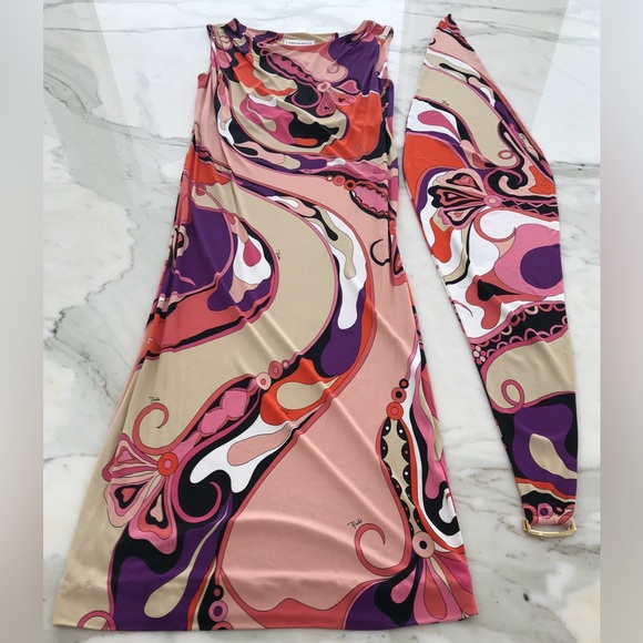 EMILIO PUCCI ORANGE MULTI BELTED DRESS MODEL 11RL95 SIZE IT 42 / US 8 NWOTS! - Picture 7 of 16